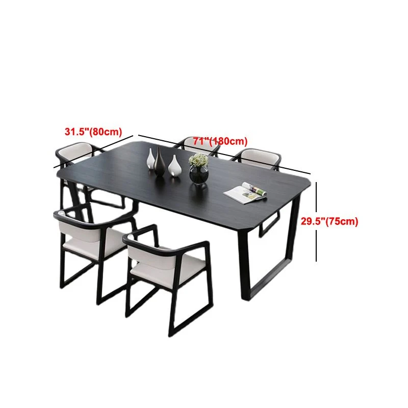 Tavolo da pranzo stile semplicità Tavolo da pranzo nero legno massello per casa e cucina Clearhalo