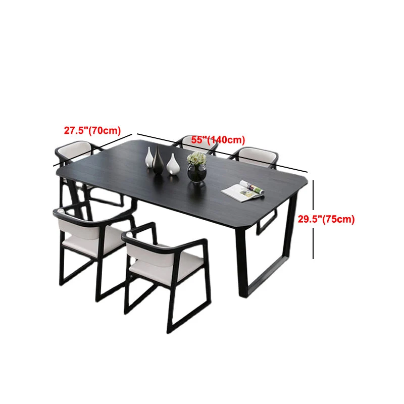 Tavolo da pranzo stile semplicità Tavolo da pranzo nero legno massello per casa e cucina Clearhalo