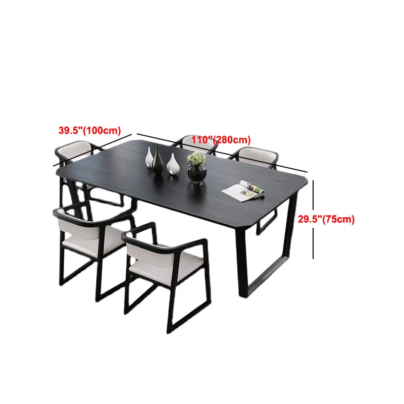 Tavolo da pranzo stile semplicità Tavolo da pranzo nero legno massello per casa e cucina Clearhalo