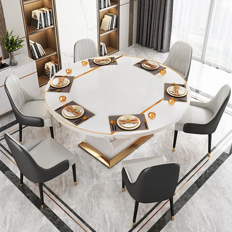 Tavolo da pranzo da tavolo moderno pieghevole rotondo vetro con armadietti per sala da pranzo Clearhalo