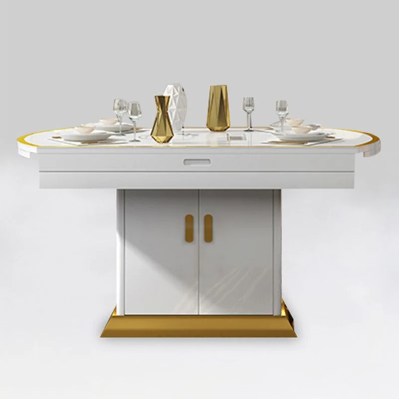 Tavolo da pranzo da tavolo moderno pieghevole rotondo vetro con armadietti per sala da pranzo Clearhalo