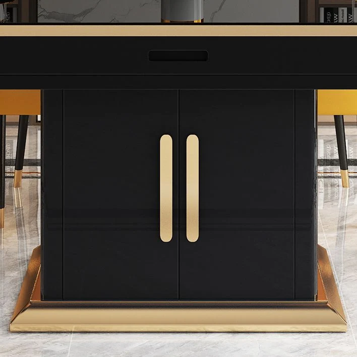 Tavolo da pranzo da tavolo moderno pieghevole vetro temperato con armadietti per sala da pranzo Clearhalo