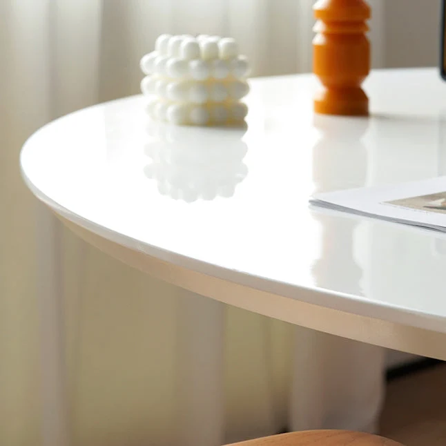 Tavolo da pranzo da tavolo moderno rotondo pietra bianca con base tulipano Clearhalo