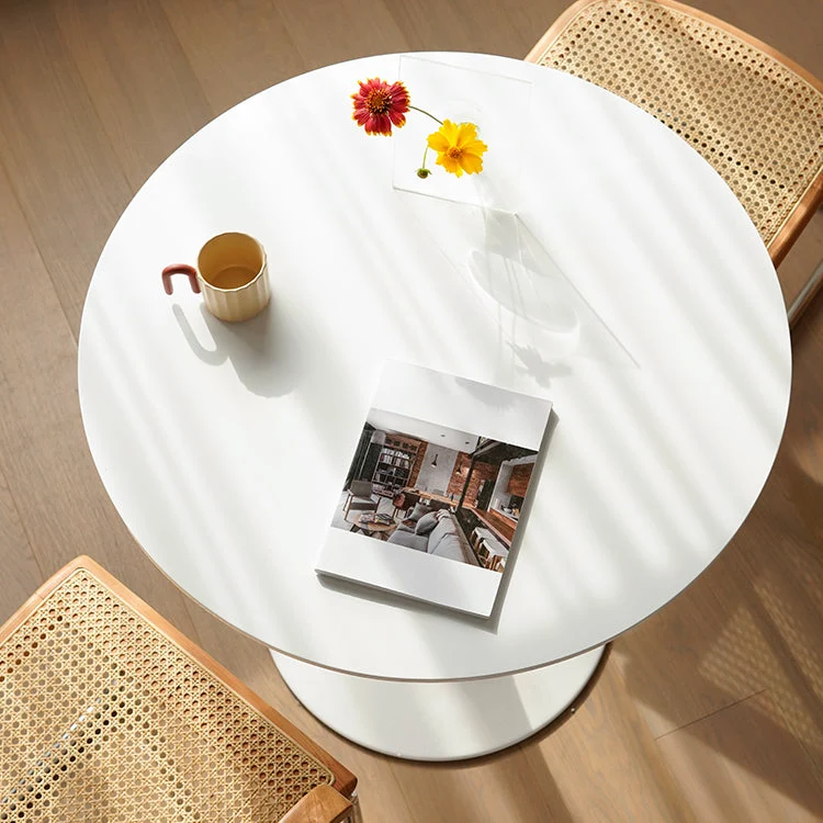 Tavolo da pranzo da tavolo moderno rotondo pietra bianca con base tulipano Clearhalo