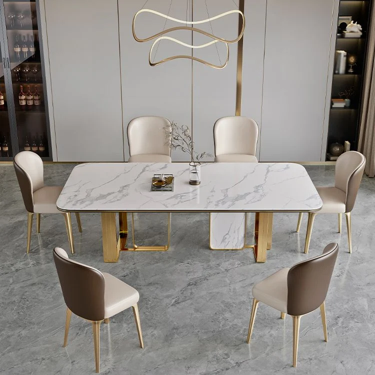 Tavolo da pranzo tradizionale di lusso con doppio piedistallo rettangolare per la casa Clearhalo