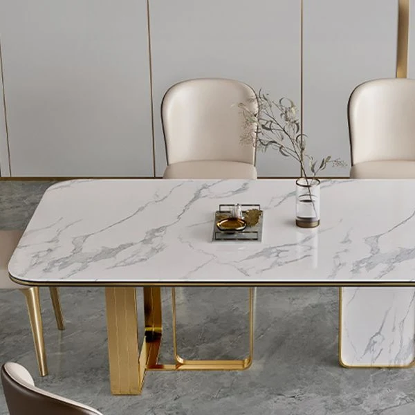 Tavolo da pranzo tradizionale di lusso con doppio piedistallo rettangolare per la casa Clearhalo