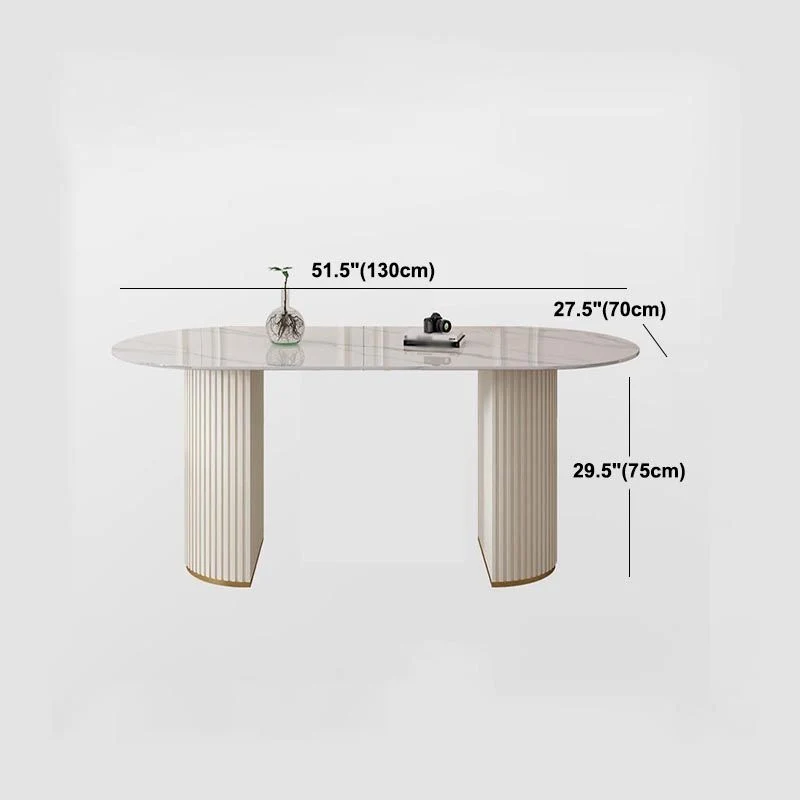 Tavolo da pranzo tradizionale di lusso con tavolo da pranzo ovale marmo bianco per la casa Clearhalo