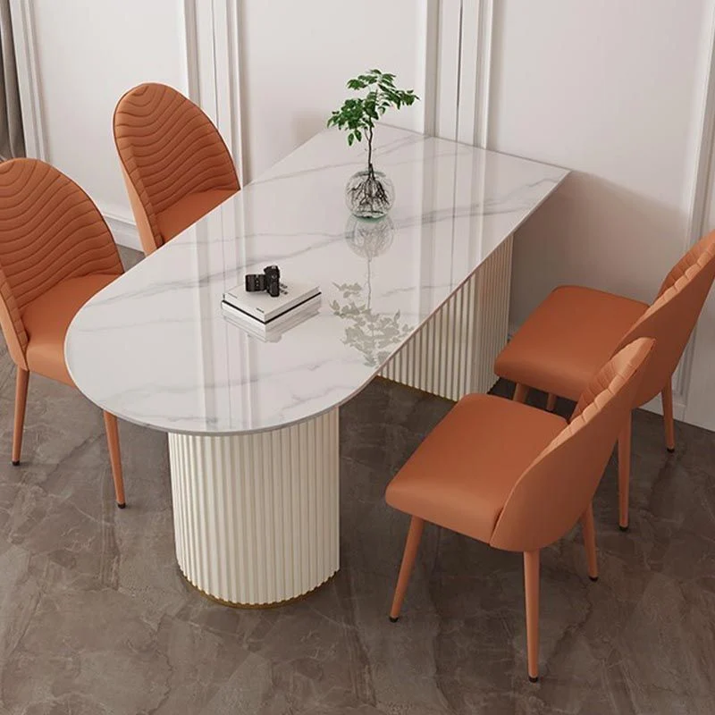 Tavolo da pranzo tradizionale di lusso con tavolo da pranzo ovale marmo bianco per la casa Clearhalo