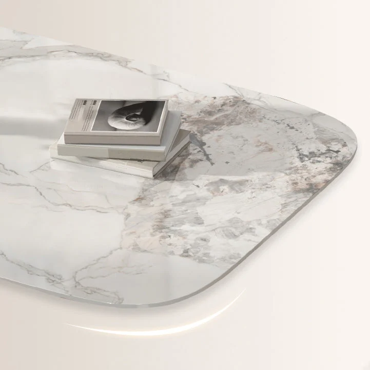 Tavolo da pranzo tradizionale di lusso con tavolo da pranzo rettangolare pietra bianca per cucina Clearhalo