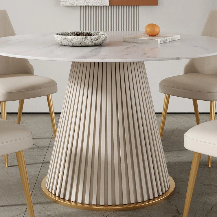 Tavolo da pranzo tradizionale di lusso con tavolo da pranzo rotondo marmo bianco per la casa Clearhalo