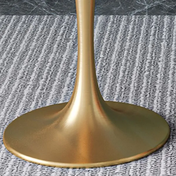 Tavolo da pranzo tradizionale di lusso per la casa Tavolo rotondo con base tulipano metallo Clearhalo