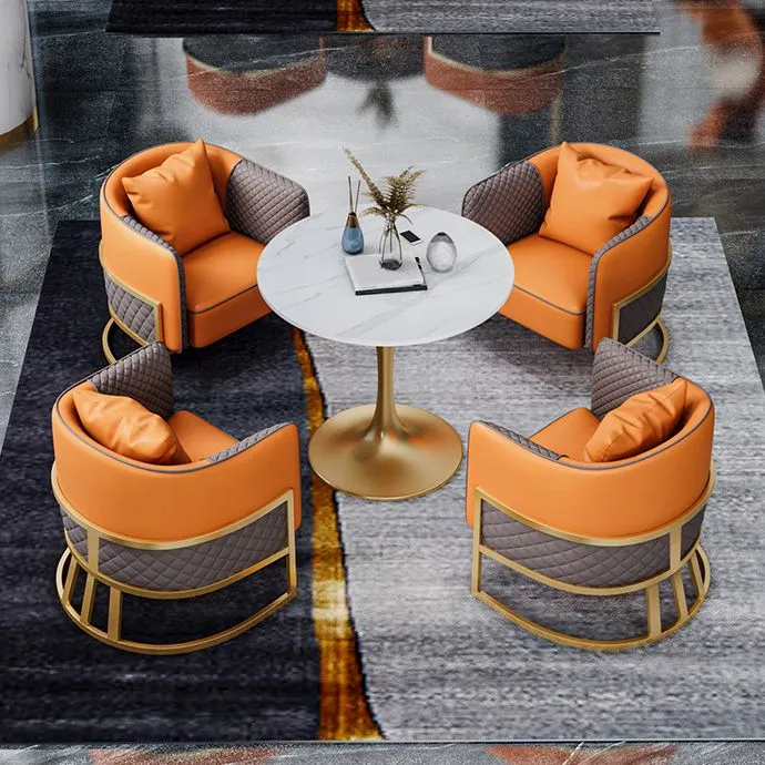Tavolo da pranzo tradizionale di lusso per la casa Tavolo rotondo con base tulipano metallo Clearhalo