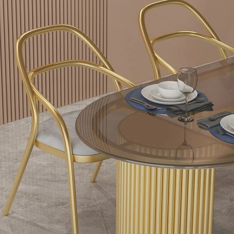 Tavolo da pranzo tradizionale di lusso Tavolo da casa ovale con base dorata Clearhalo