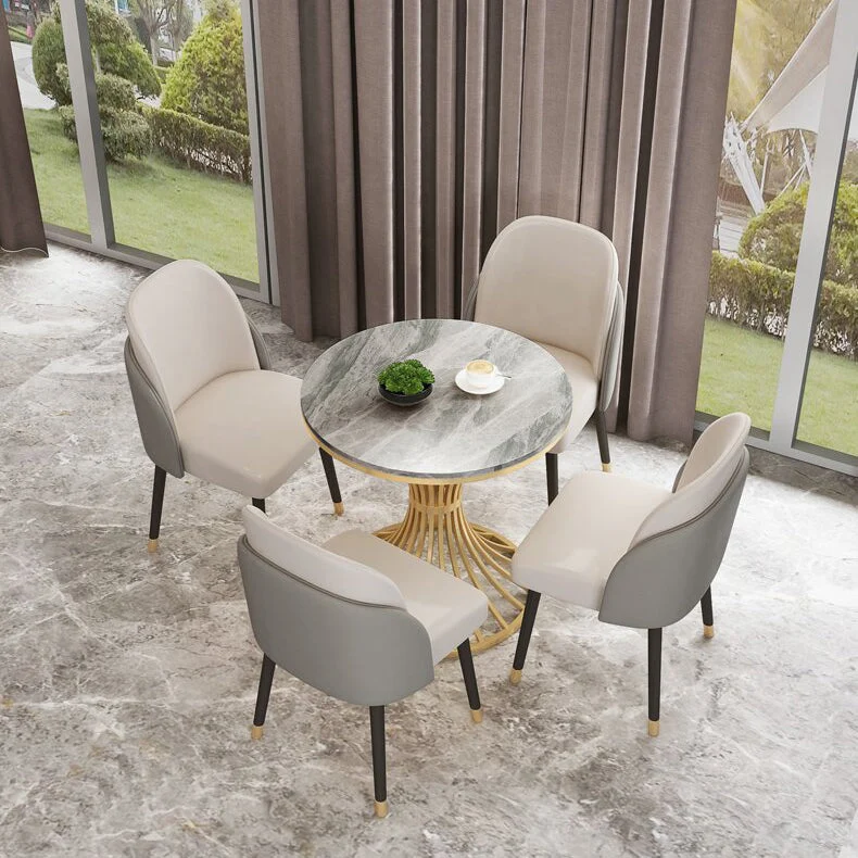 Tavolo da pranzo tradizionale di lusso Tavolo con piedistallo pietra sinterizzata per sala da pranzo Clearhalo