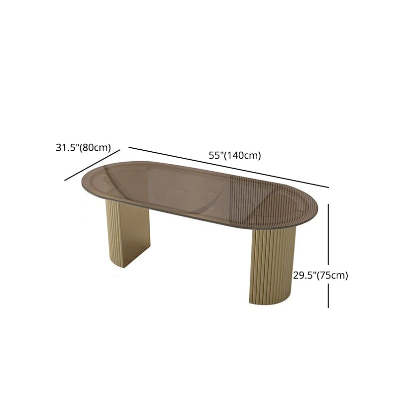 Tavolo da pranzo tradizionale di lusso Tavolo ovale con doppio piedistallo per la casa Clearhalo
