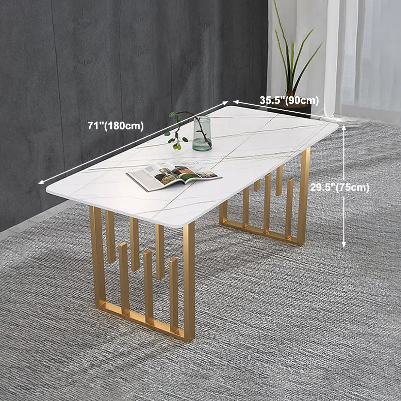 Tavolo da pranzo tradizionale di lusso Tavolo da pranzo rettangolare con doppio piedistallo metallo Clearhalo