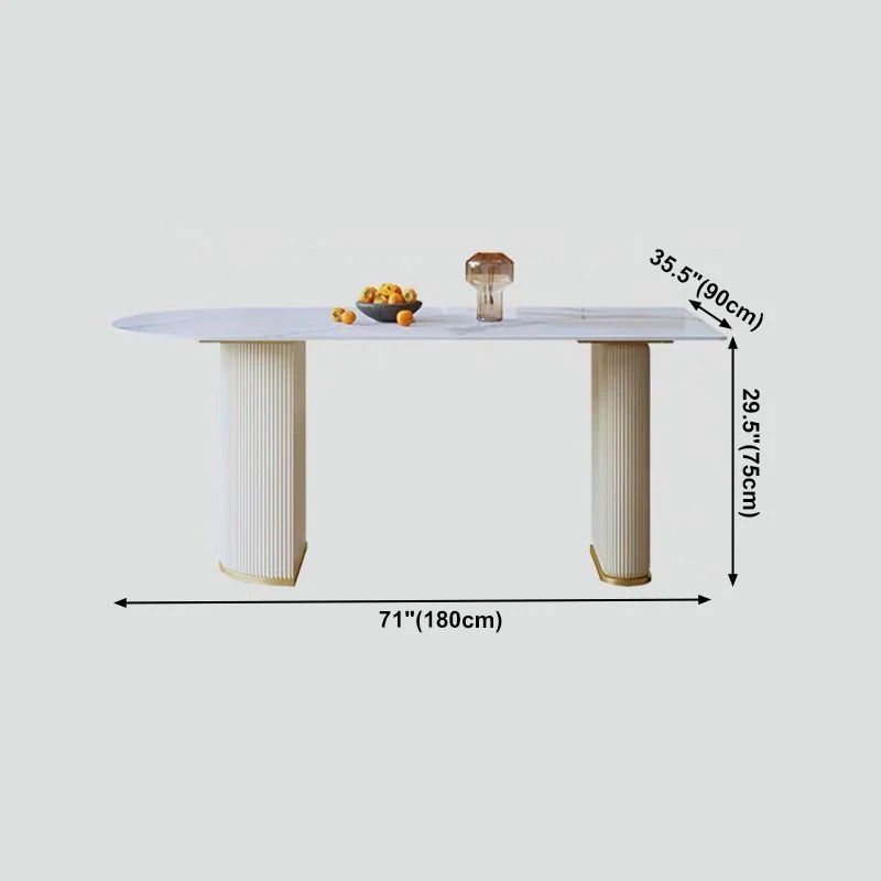 Tavolo da pranzo tradizionale di lusso Tavolo da pranzo pietra sinterizzata bianca per cucina Clearhalo