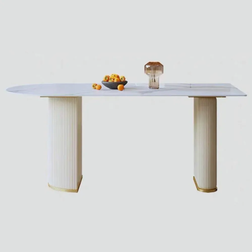 Tavolo da pranzo tradizionale di lusso Tavolo da pranzo pietra sinterizzata bianca per cucina Clearhalo