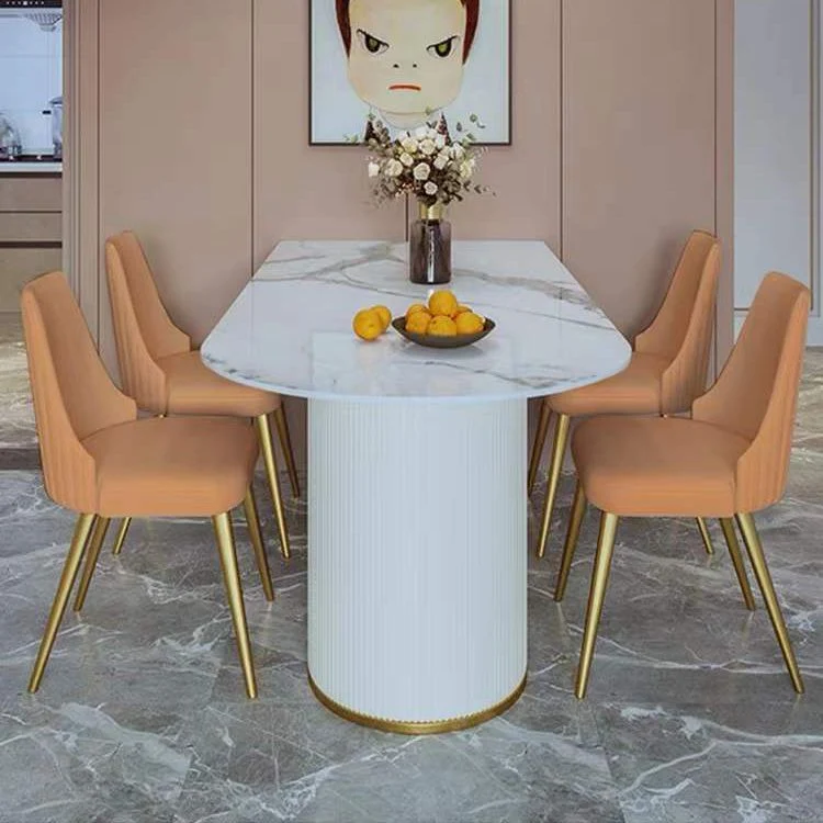 Tavolo da pranzo tradizionale di lusso Tavolo da pranzo pietra sinterizzata bianca per cucina Clearhalo