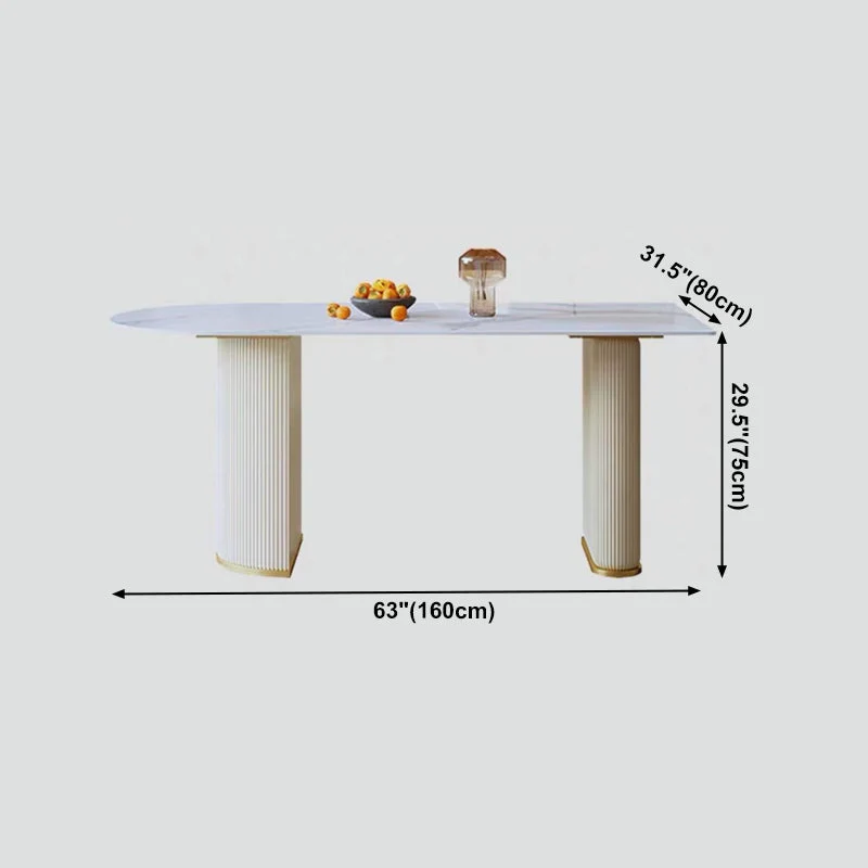 Tavolo da pranzo tradizionale di lusso Tavolo da pranzo pietra sinterizzata bianca per cucina Clearhalo