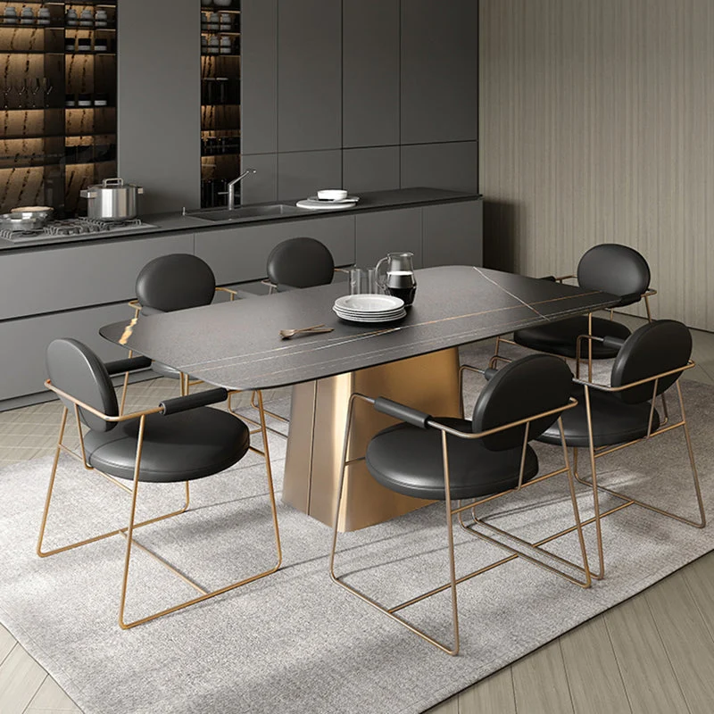 Tavolo da pranzo tradizionale di lusso Tavolo da pranzo pietra con base piedistallo Clearhalo