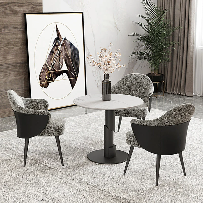 Tavolo da pranzo tradizionale di lusso Tavolo da pranzo rotondo con piano centrale pietra bianca Clearhalo