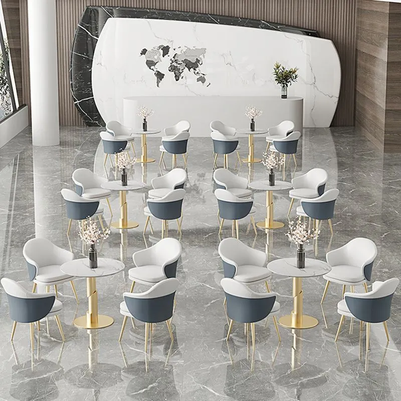 Tavolo da pranzo tradizionale di lusso Tavolo da pranzo rotondo con piano centrale pietra bianca Clearhalo