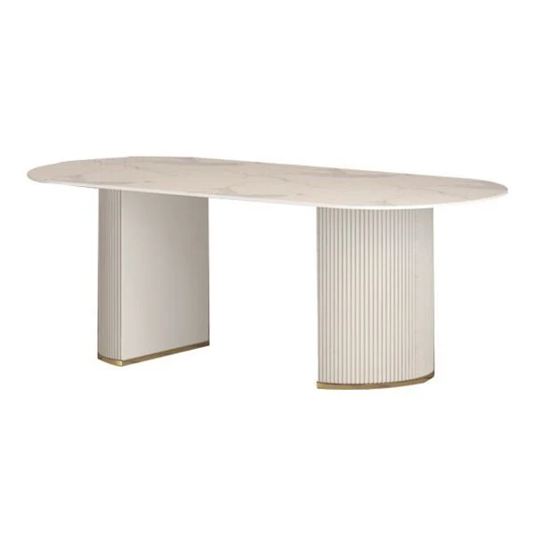 Tavolo da pranzo tradizionale di lusso Tavolo da pranzo ovale con doppio piedistallo Clearhalo