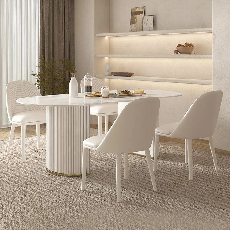 Tavolo da pranzo tradizionale di lusso Tavolo da pranzo ovale con doppio piedistallo Clearhalo