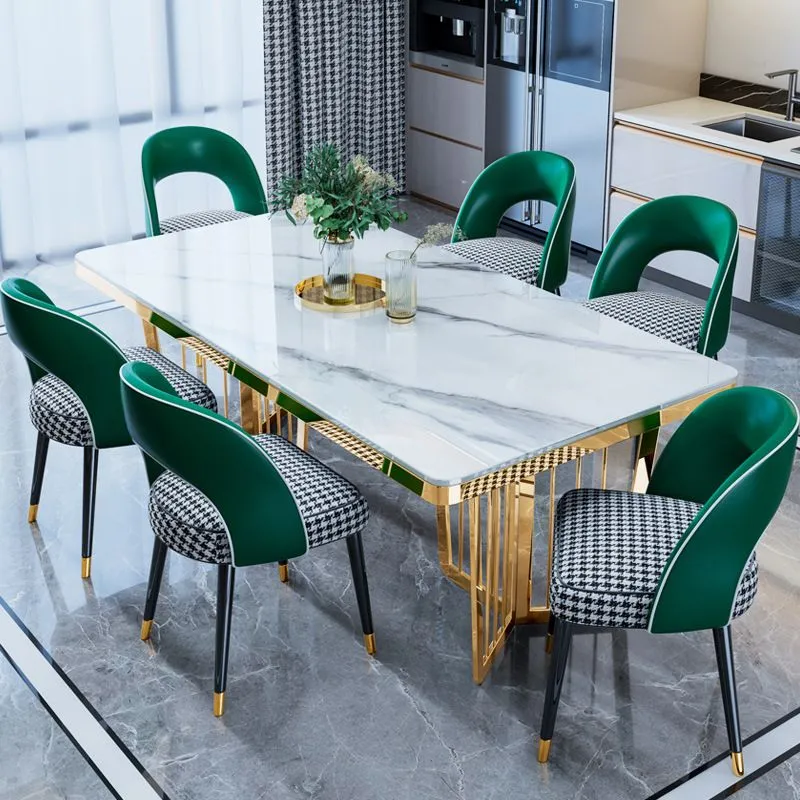 Tavolo da pranzo tradizionale di lusso Tavolo da pranzo rettangolare marmo nero per la casa Clearhalo