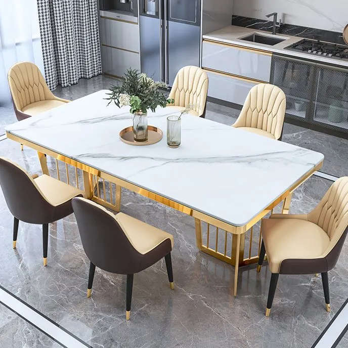 Tavolo da pranzo tradizionale di lusso Tavolo da pranzo rettangolare marmo nero per la casa Clearhalo