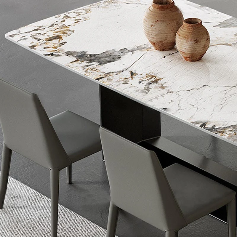 Tavolo da pranzo tradizionale di lusso Tavolo da pranzo rettangolare marmo bianco e nero per la casa Clearhalo