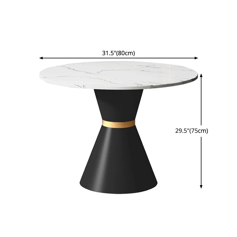 Tavolo da pranzo tradizionale di lusso Tavolo da pranzo rotondo con piedistallo superiore bianco Clearhalo