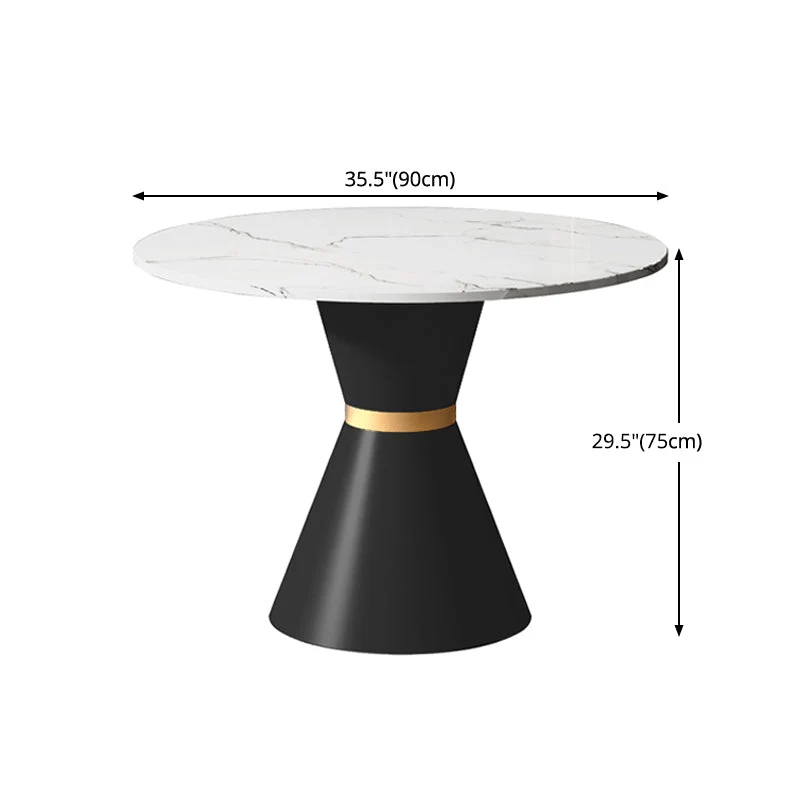 Tavolo da pranzo tradizionale di lusso Tavolo da pranzo rotondo con piedistallo superiore bianco Clearhalo