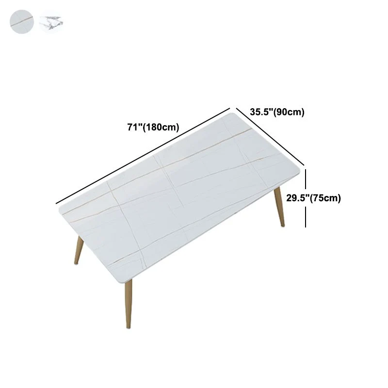 Tavolo da pranzo tradizionale di lusso Tavolo rettangolare con piano pietra bianco e oro Clearhalo