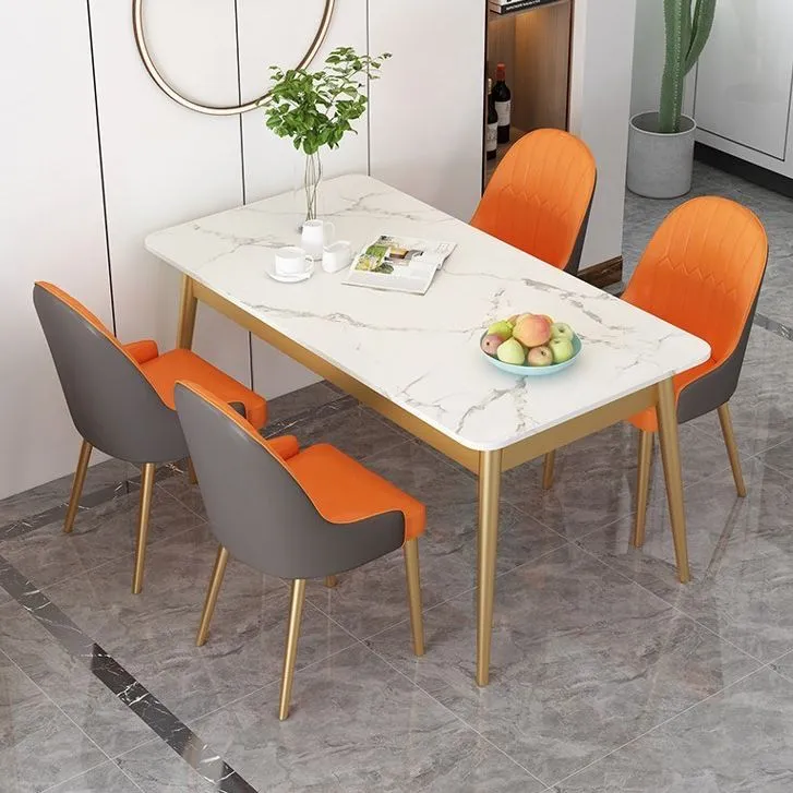 Tavolo da pranzo tradizionale di lusso Tavolo rettangolare pietra sinterizzata con 4 gambe Clearhalo