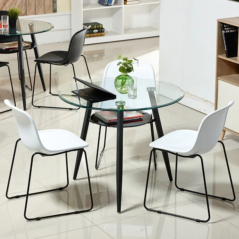 Tavolo da pranzo vetro per mobili rotondi stile semplicità con base treppiede Clearhalo