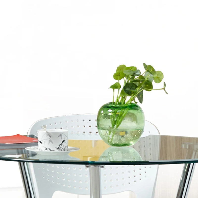 Tavolo da pranzo vetro temperato con base metallo Tavolo rotondo moderno con 3 gambe Clearhalo