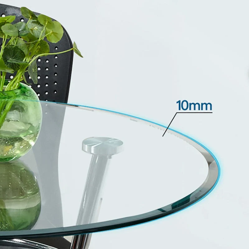 Tavolo da pranzo vetro temperato con base metallo Tavolo rotondo moderno con 3 gambe Clearhalo