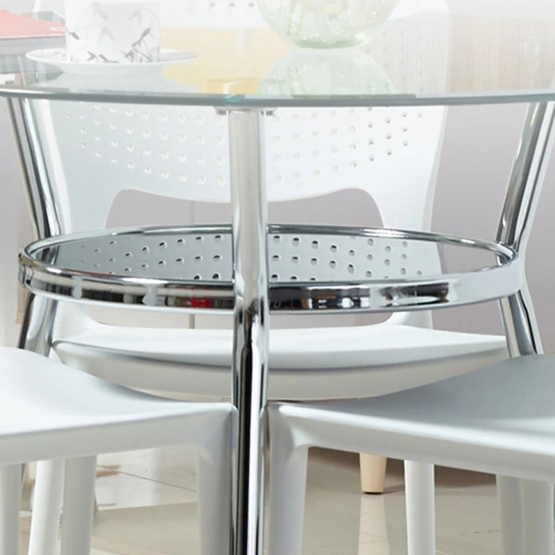 Tavolo da pranzo vetro temperato con base metallo Tavolo rotondo moderno con 3 gambe Clearhalo