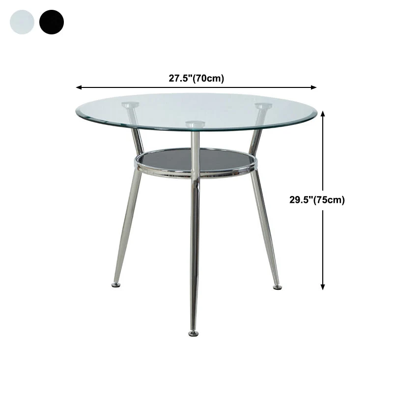 Tavolo da pranzo vetro temperato con base metallo Tavolo rotondo moderno con 3 gambe Clearhalo