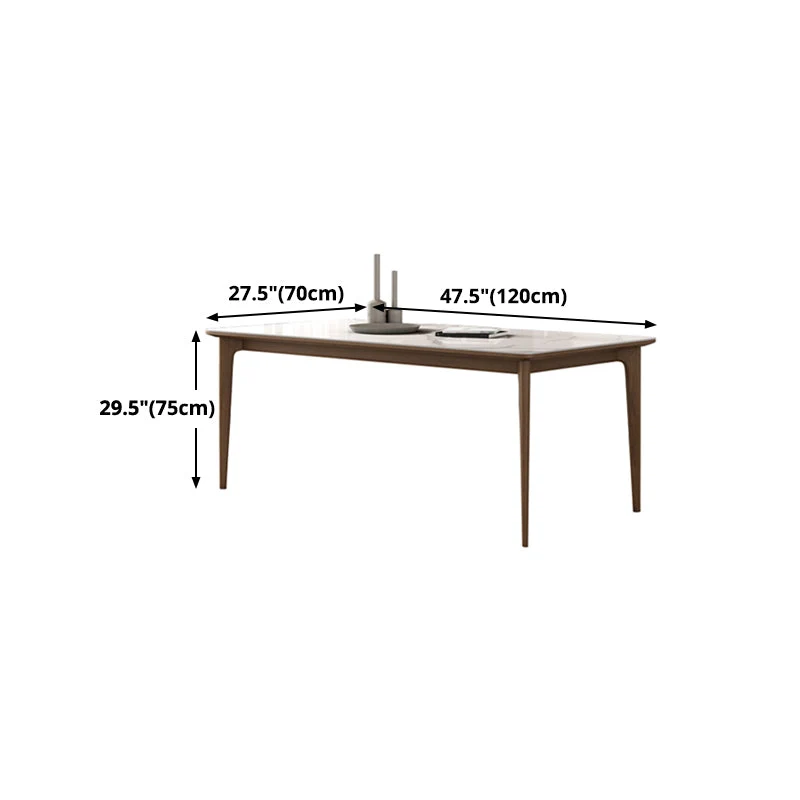 Tavolo da pranzo vintage rettangolare Tavolo fisso tono bianco con piano pietra sinterizzata Clearhalo