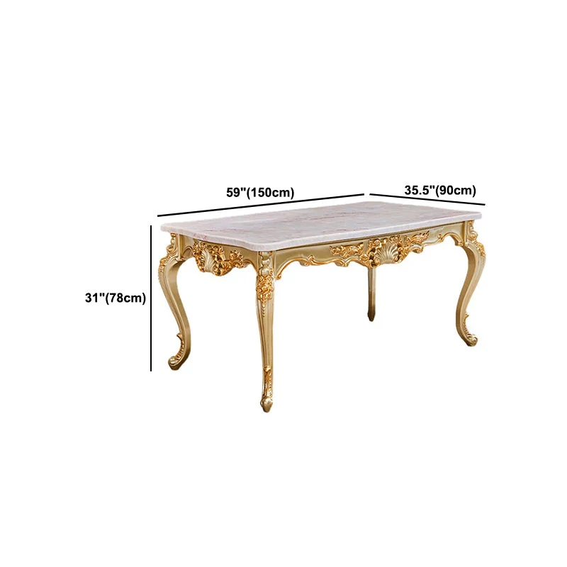 Tavolo da pranzo vittoriano marmo per ristorante Tavolo rettangolare con 4 gambe oro Clearhalo