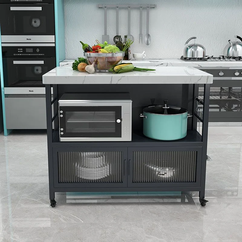Tavolo di preparazione marmo con contenitore Tavolo moderno ad isola per cucina Clearhalo