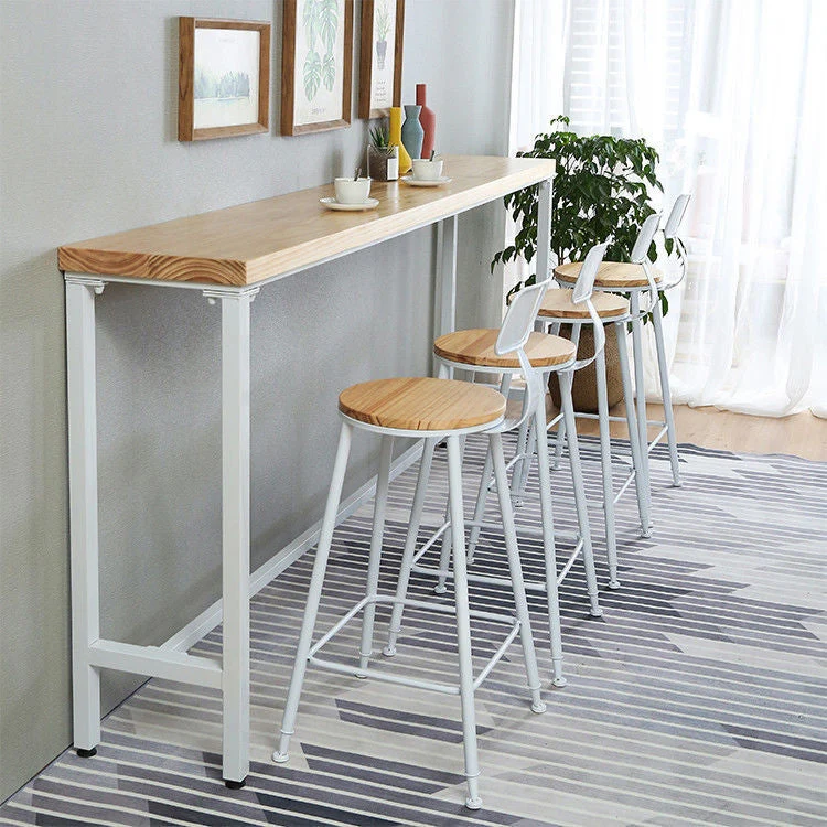Tavolo da pub contemporaneo con tavolo da bistrot con piano legno di pino naturale su cavalletto bianco Clearhalo