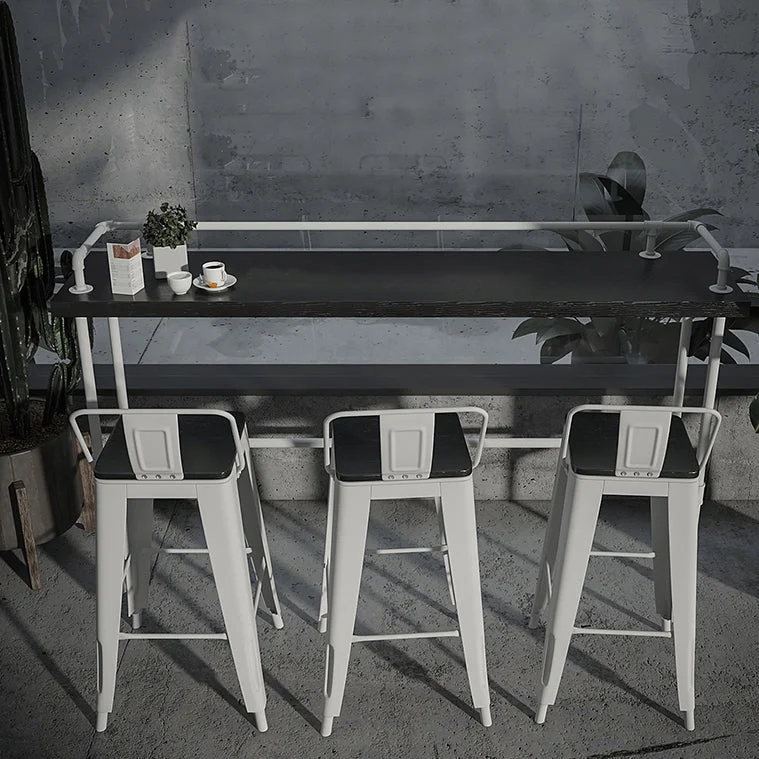 Tavolo da pub industriale legno nero con tavolo rettangolare su cavalletto - 42" H Clearhalo