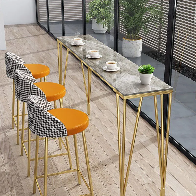 Tavolo da pub moderno marmo con gambe rettangolari - 42" H Clearhalo