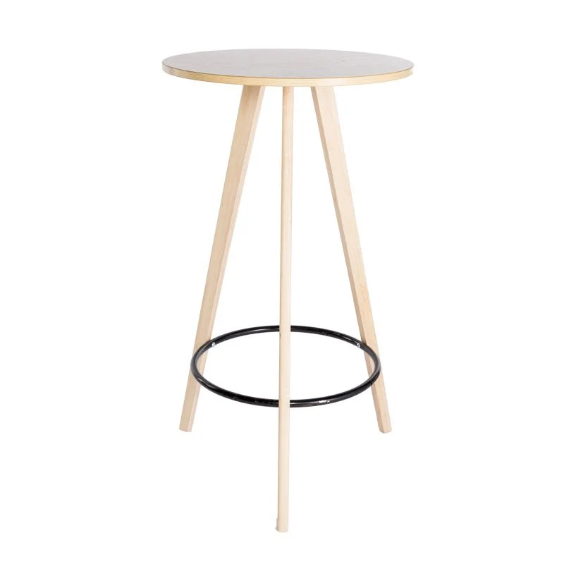 Tavolo da pub rotondo legno massello stile moderno da 1/3 pezzi con sgabelli alti Clearhalo