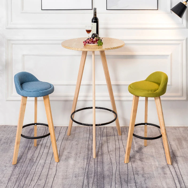 Tavolo da pub rotondo legno massello stile moderno da 1/3 pezzi con sgabelli alti Clearhalo