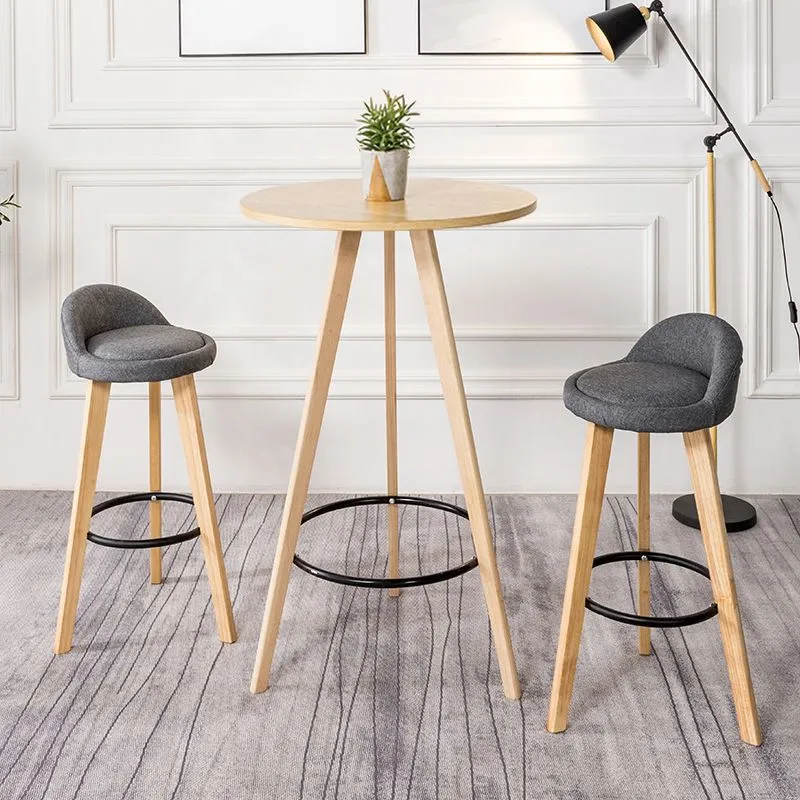 Tavolo da pub rotondo legno massello stile moderno da 1/3 pezzi con sgabelli alti Clearhalo